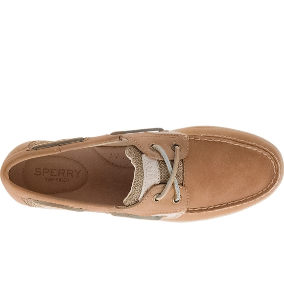 New Saffiano Leather Gold Cup Angelfish Loafer Flats In Gold & Linen By Sperry - Picture 3 of 10